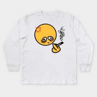 Smoking cursed emoji Kids Long Sleeve T-Shirt